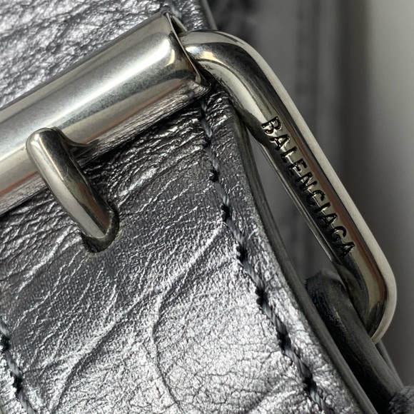 BALENCIAGA Small Downtown Croc Embossed Leather Shoulder Bag - Picture 16 of 16